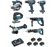 DLX7013PT1 Ensemble de 7 machines Makita + 1 sac de transport à roulette offert